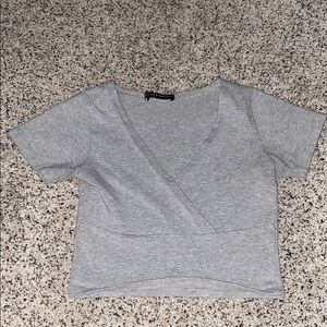grey v-neck t-shirt